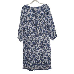 Studio Park x Amy Stran Floral Dress Womens Size Large White Blue Tassel Boho